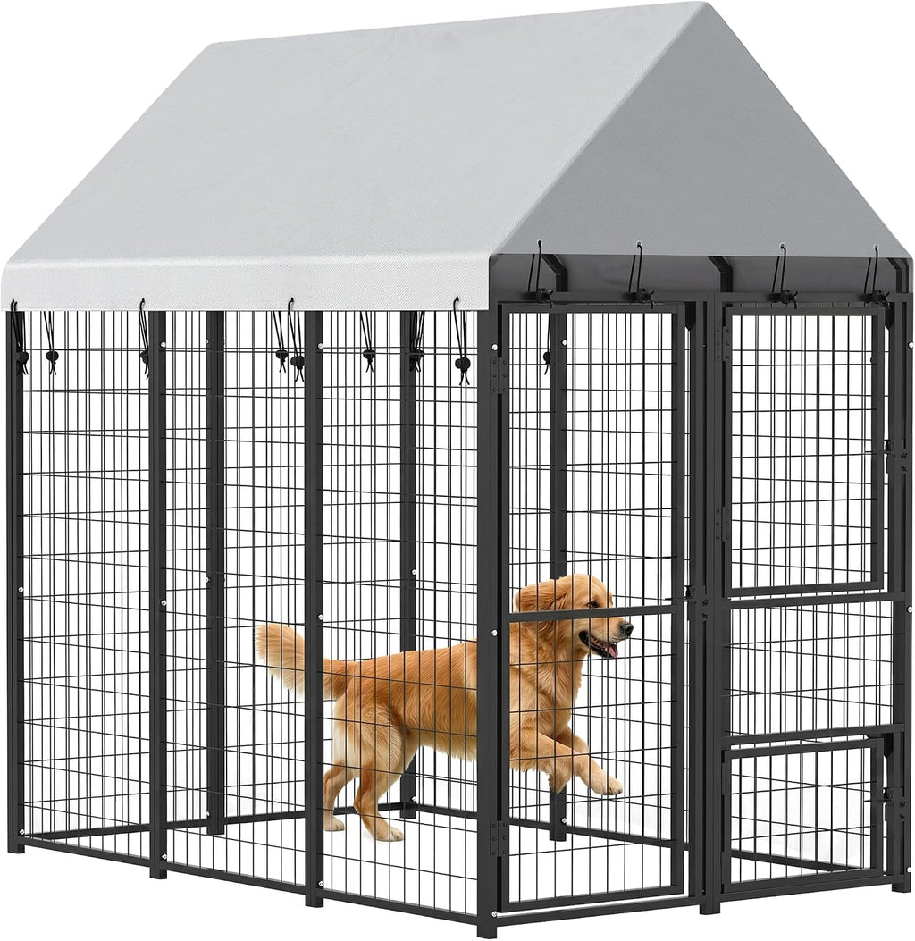 pawhut large dog kennel outdoor with roof for, main product view