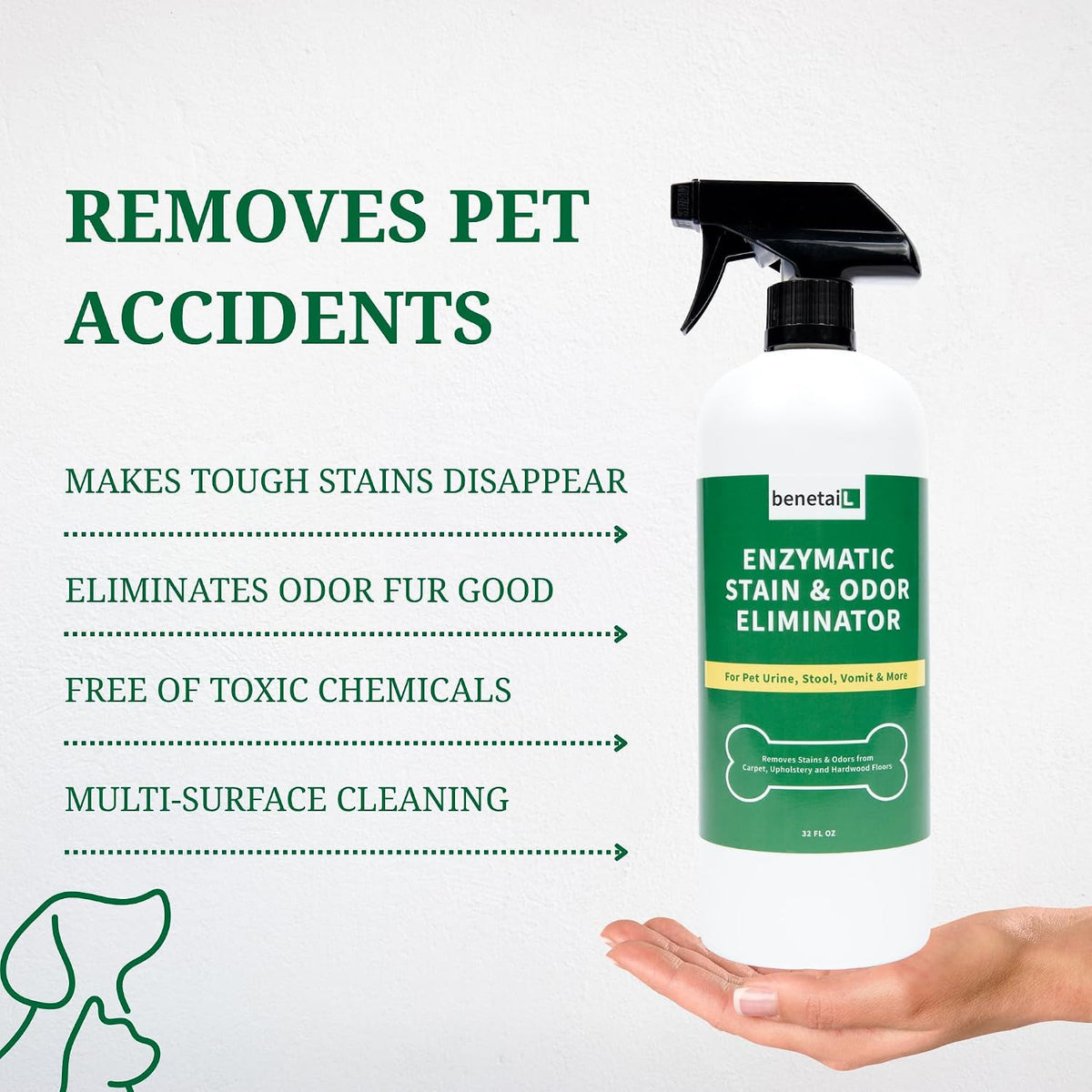 enzymatic cleaner for dog & cat urine, stain shown in use