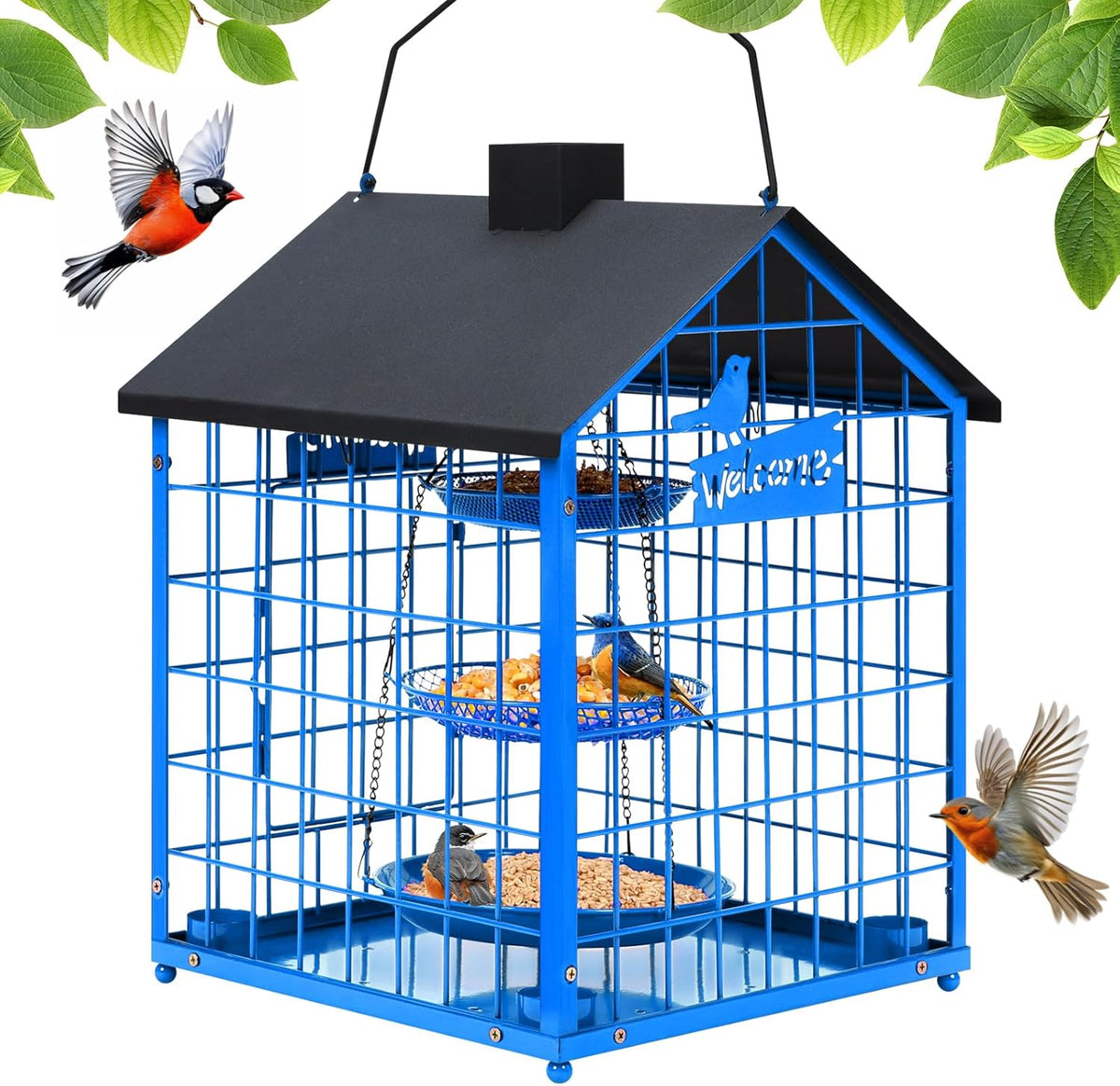 bird feeders for bluebirds, metal huge caged squirrel-proof, main product view