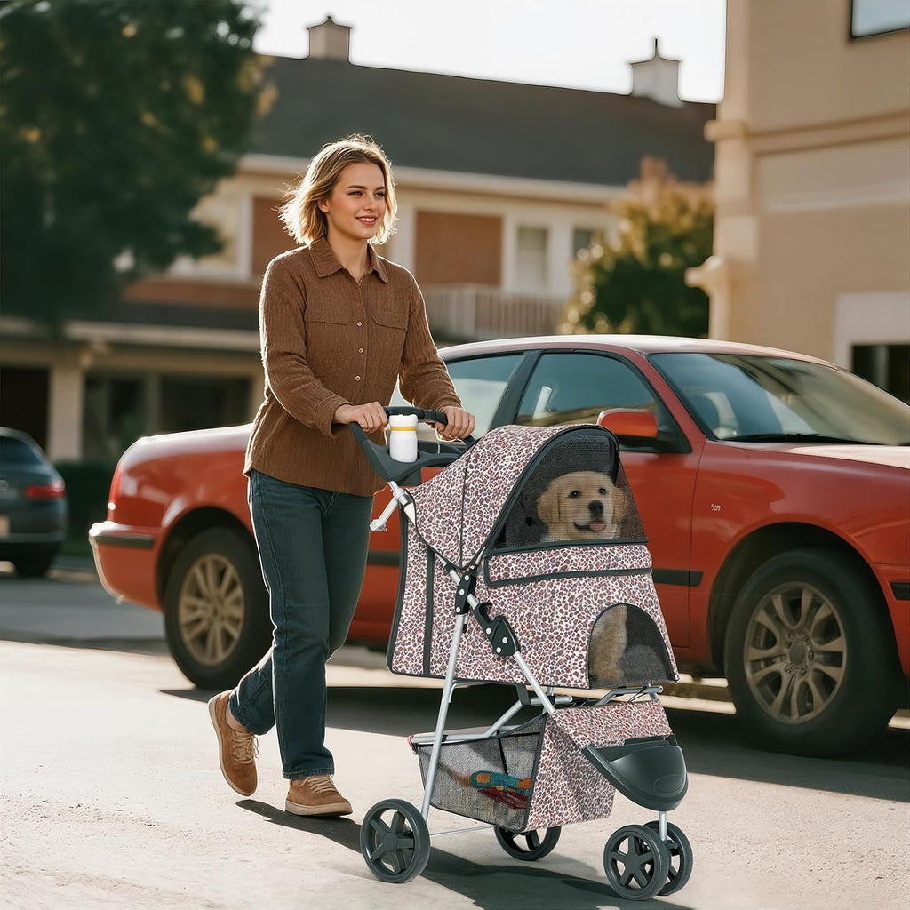 foldable 3-wheel pet stroller for dogs & cats, view 11