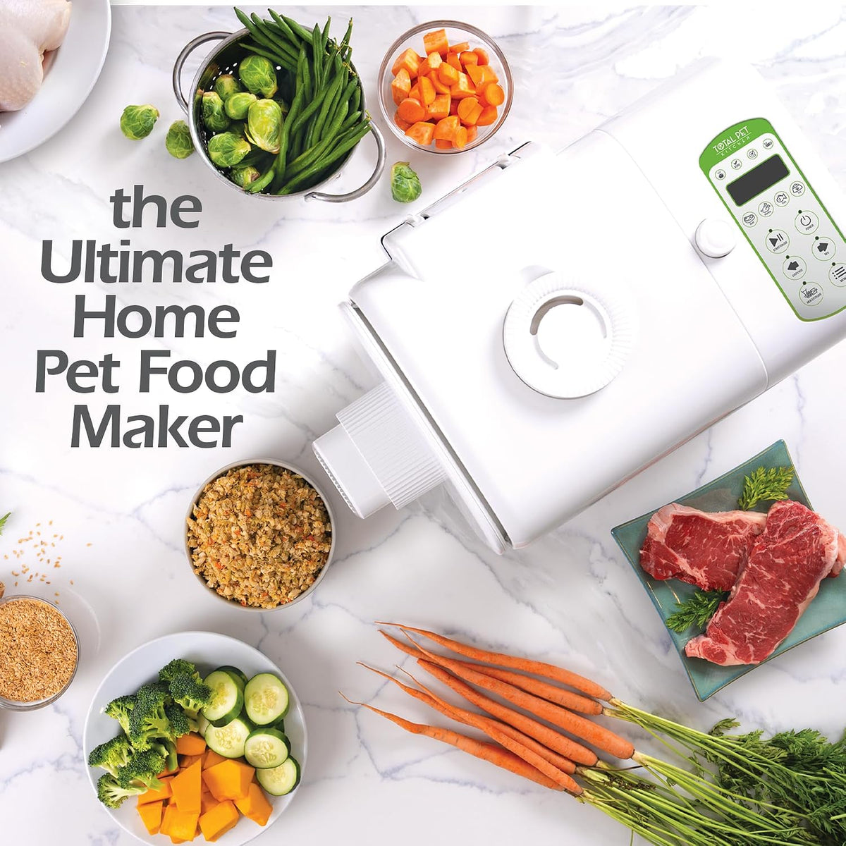 4-in-1 pet food maker/multi-cooker- 4.5 quart capacity shown in use