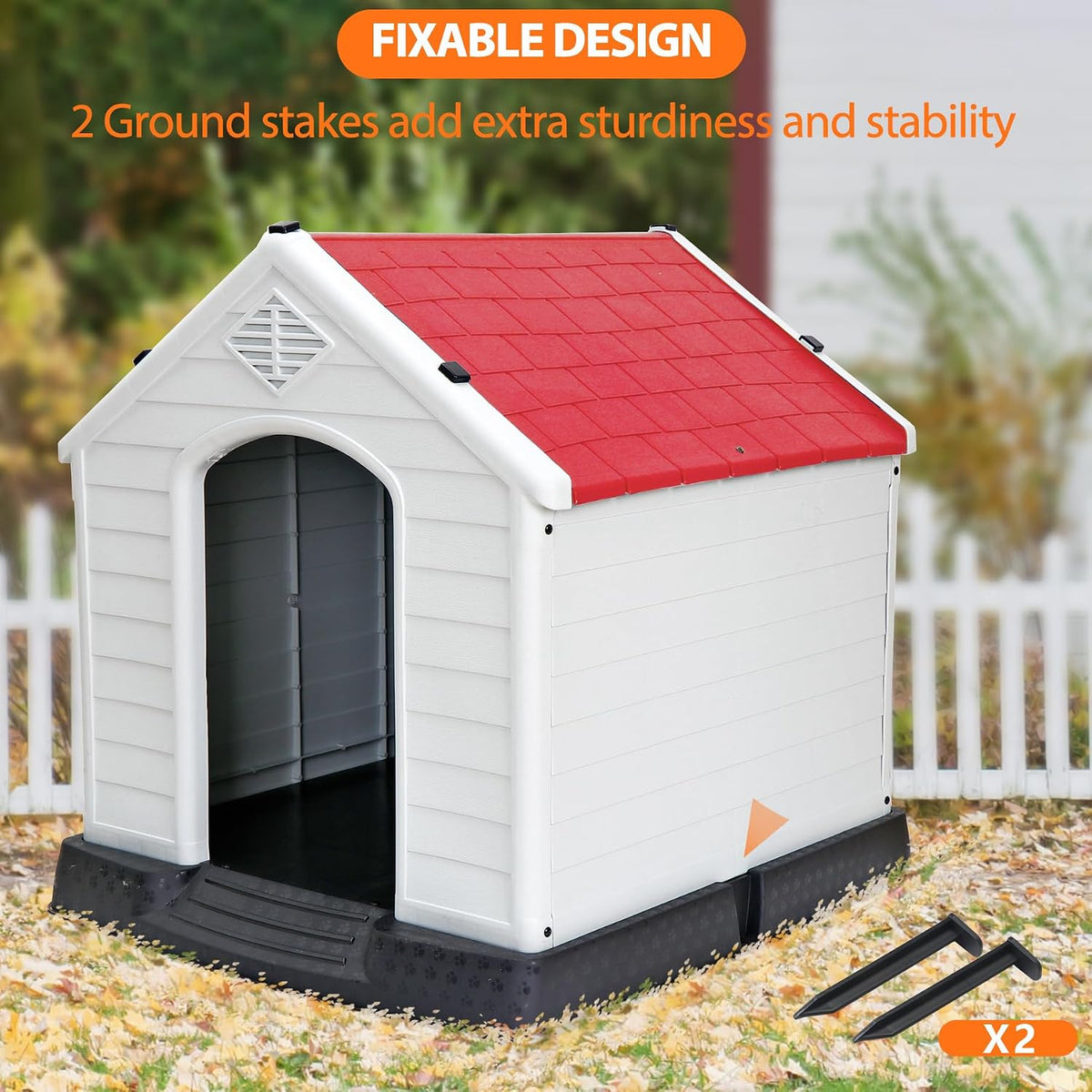 zeny plastic dog house - waterproof dog kennel shown in use
