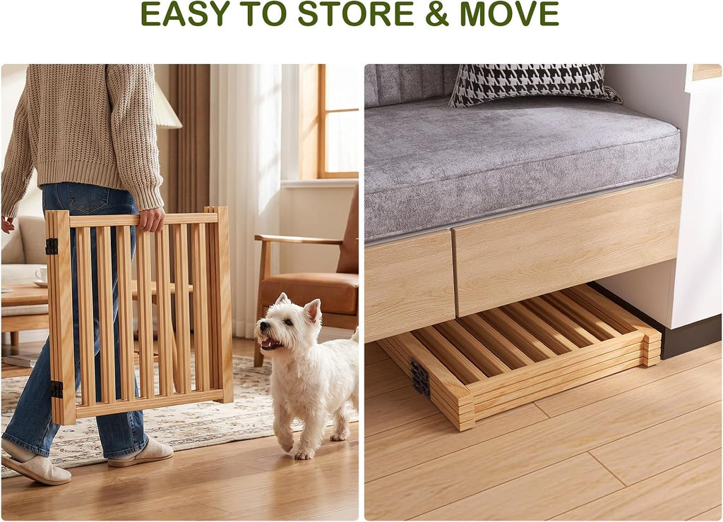 freestanding wooden dog gate indoor- 23" h 2, side view