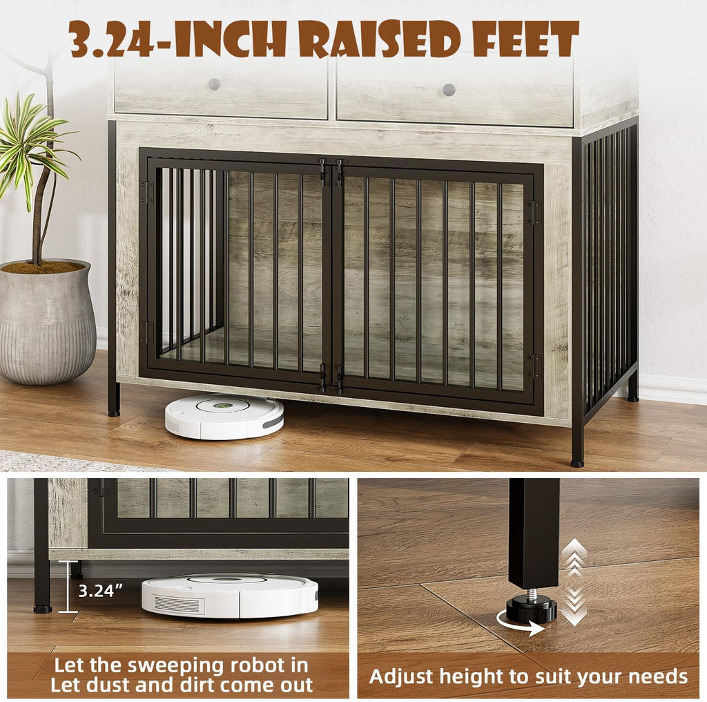 lemberi 44 inch large dog crate furniture with, front angle view