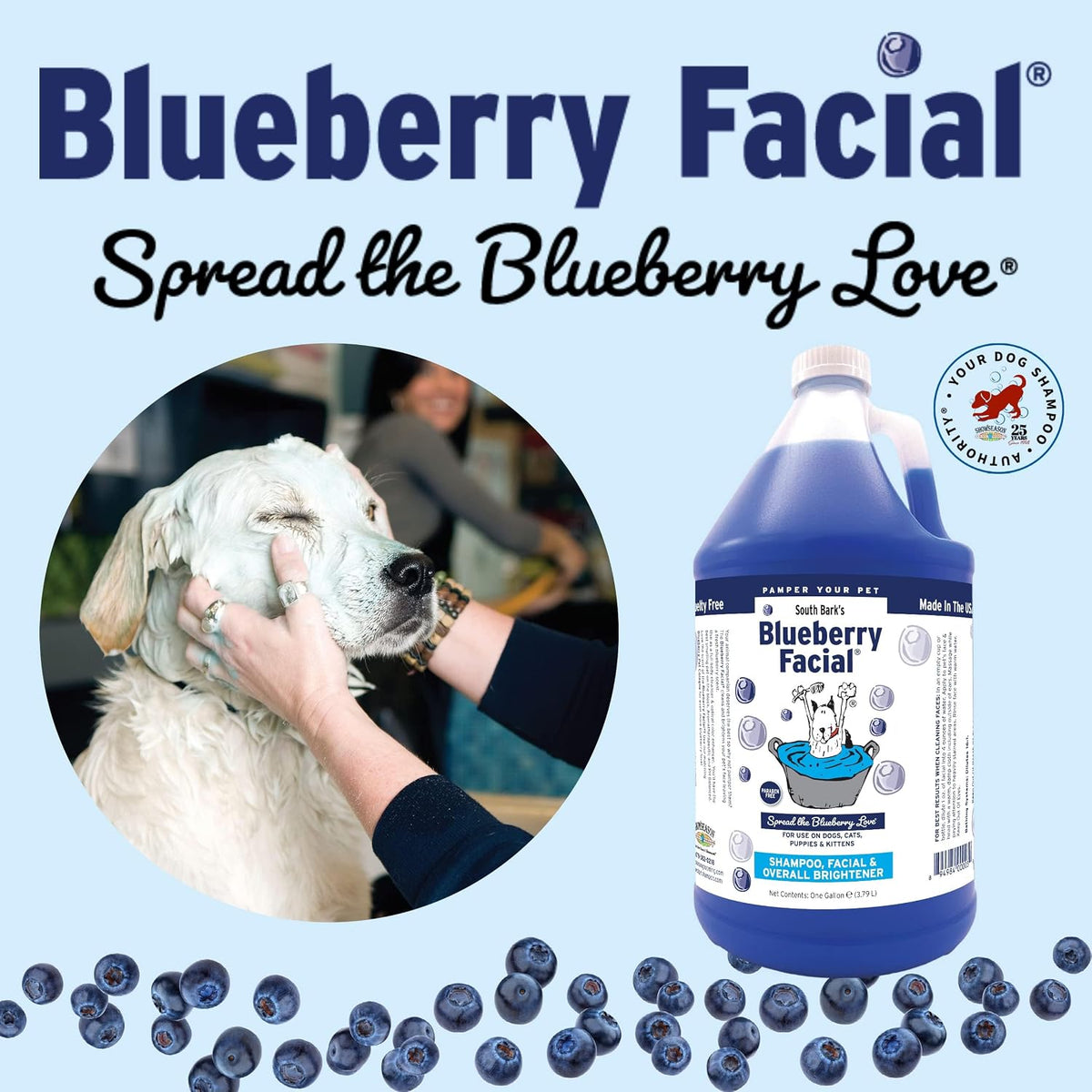 south bark's blueberry facial® for dogs & cats, close-up detail