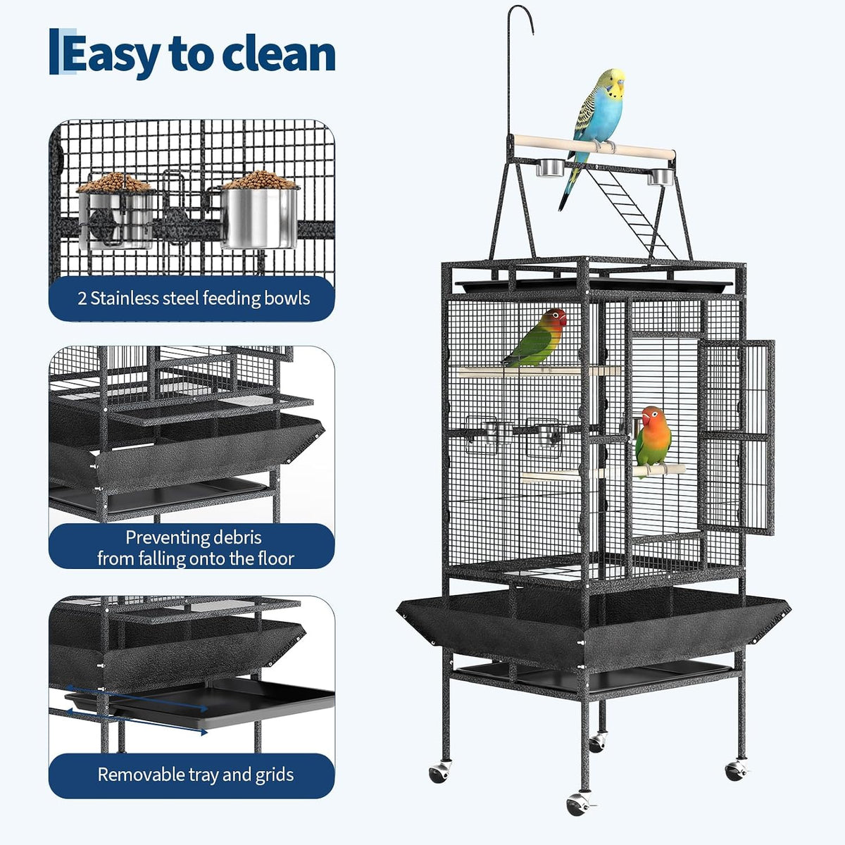 garveehome 82" h large bird cage, bird cage showing dimensions