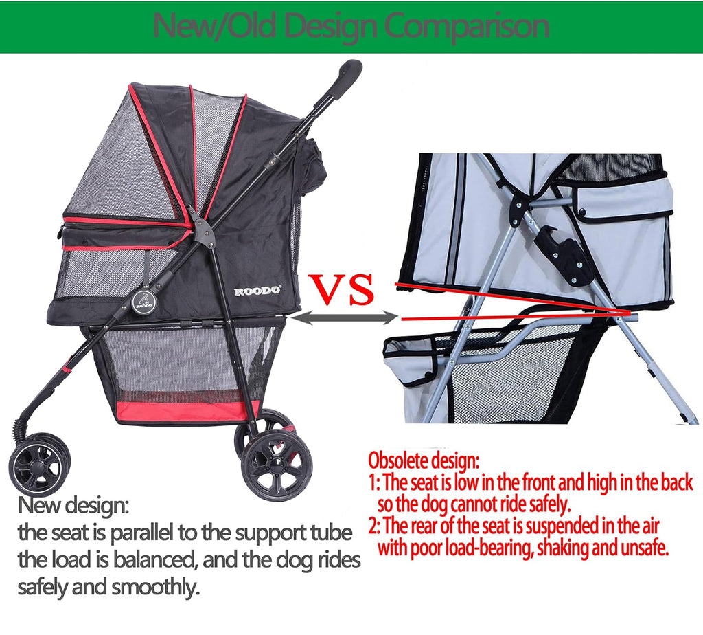 roodo escort 3 wheel dog cat pet stroller on a desk or shelf