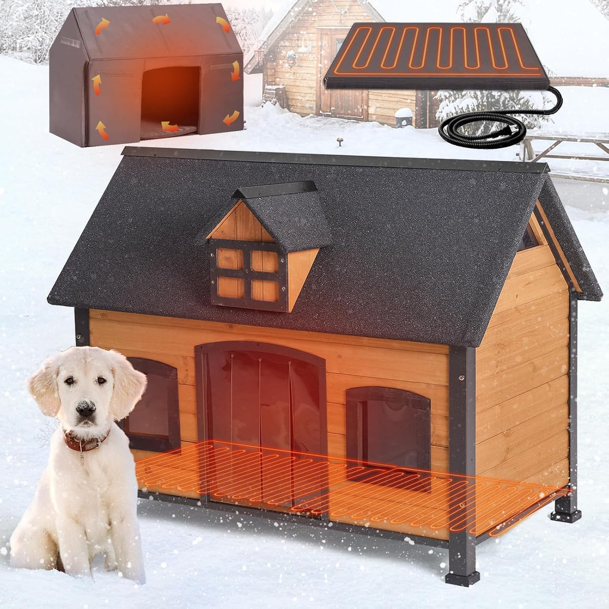 gutinneen heated dog house for large dogs outdoor, main product view