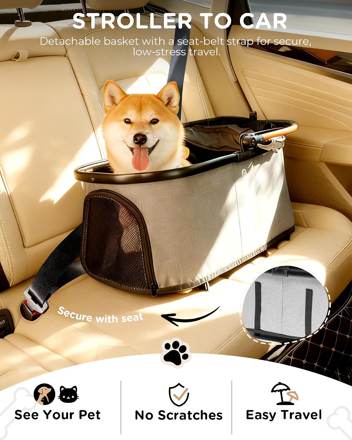 gtplayer pet stroller for dogs & cats, 3-in-1, view 9
