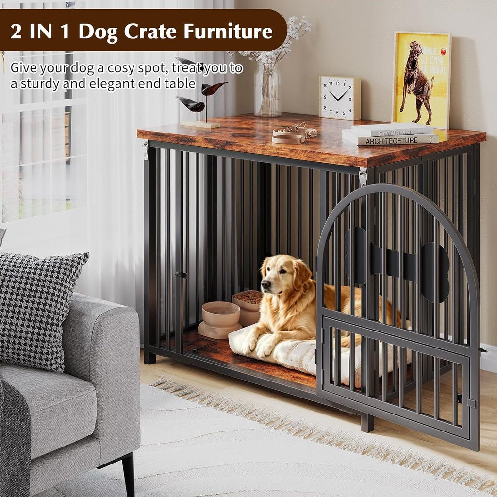 havenlyyouth dog crate furniture, no assembly heavy duty shown in use