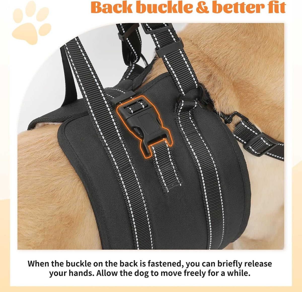 noyal dog lift harness sling, adjustable support for, side view