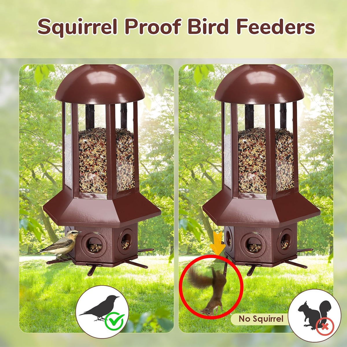 squirrel proof bird feeders, 5lbs heavy duty metal, side view