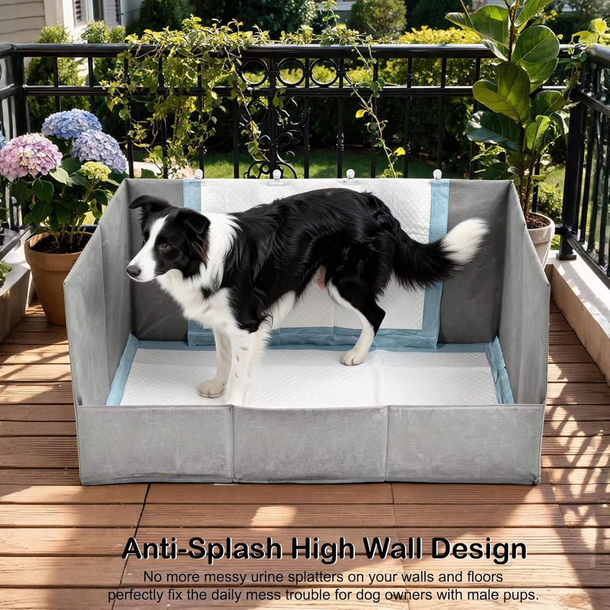 dog litter box indoor with high walls 23"x34"x17", close-up detail