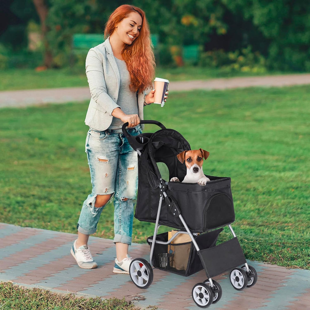 pet stroller for dogs, black 4 wheels cat, package contents