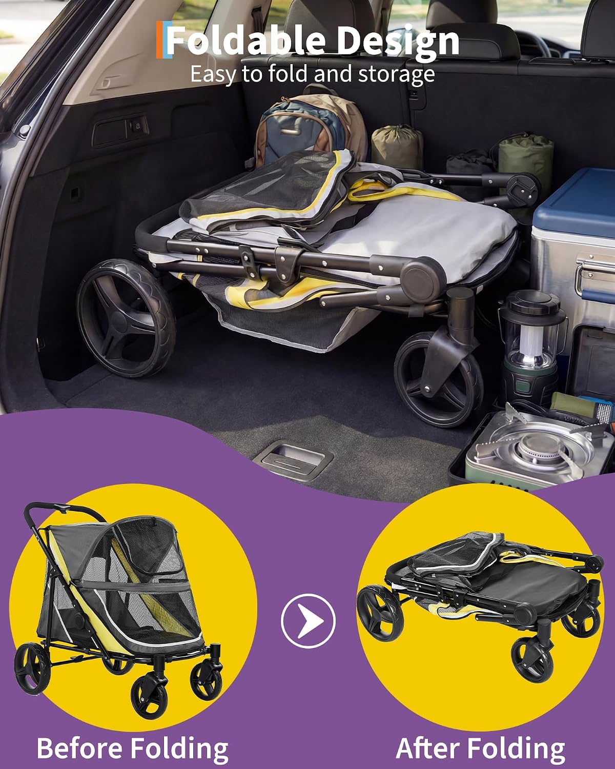idealhouse dog stroller for large & medium dogs, side view