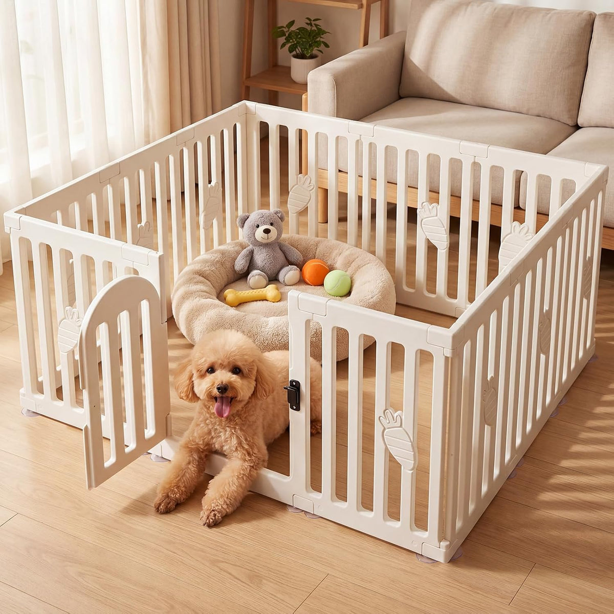 dog playpen indoor with door, 12-panel 25.6" tall, main product view