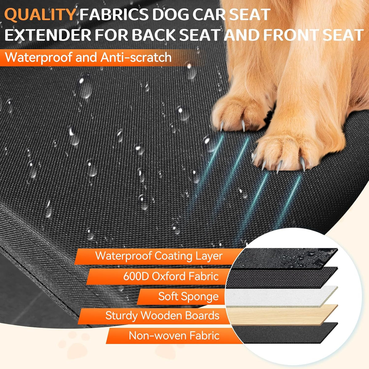 car seat extender for dogs, backseat extender for, close-up detail