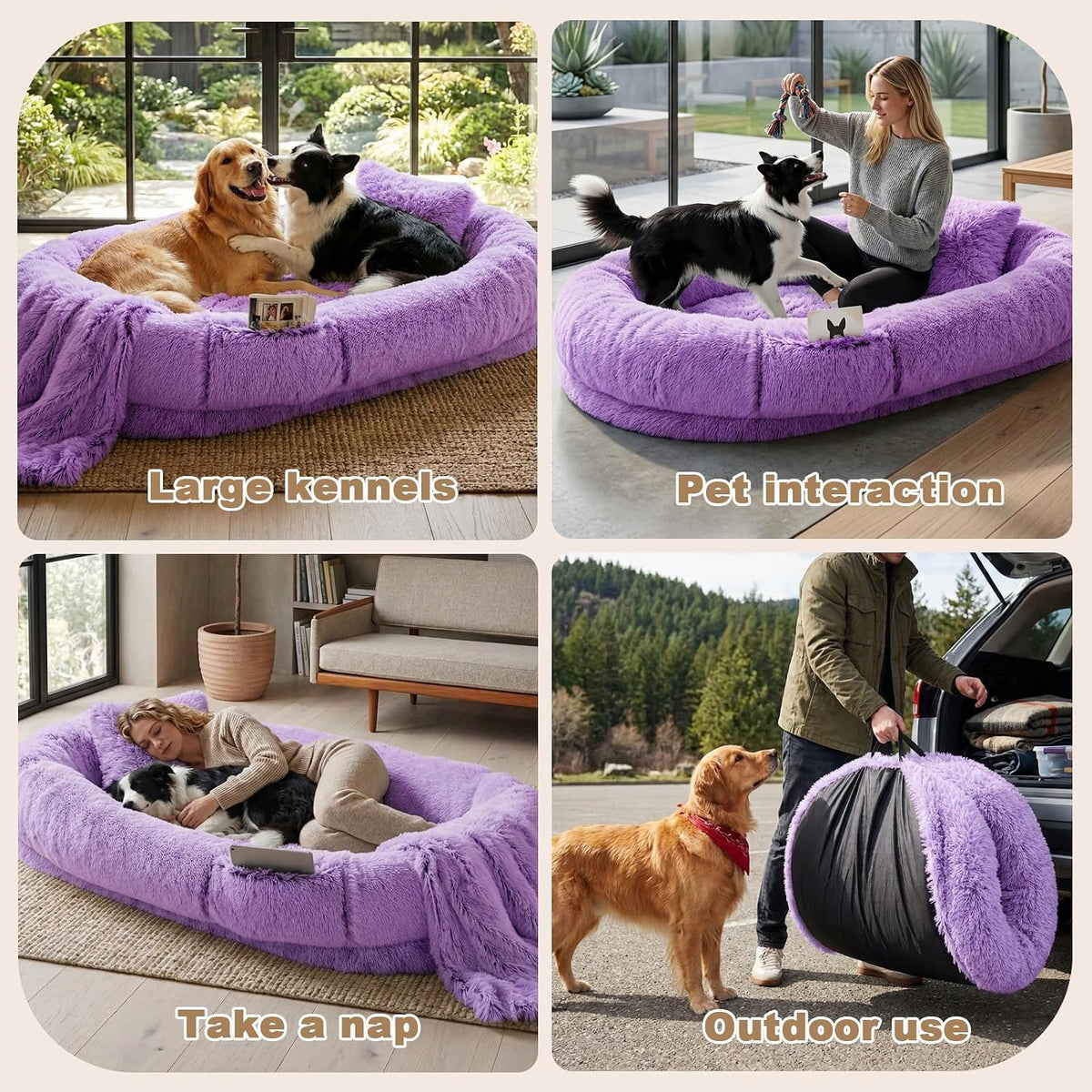 human dog bed, 71''x45''x12'' size fits you and, front angle view