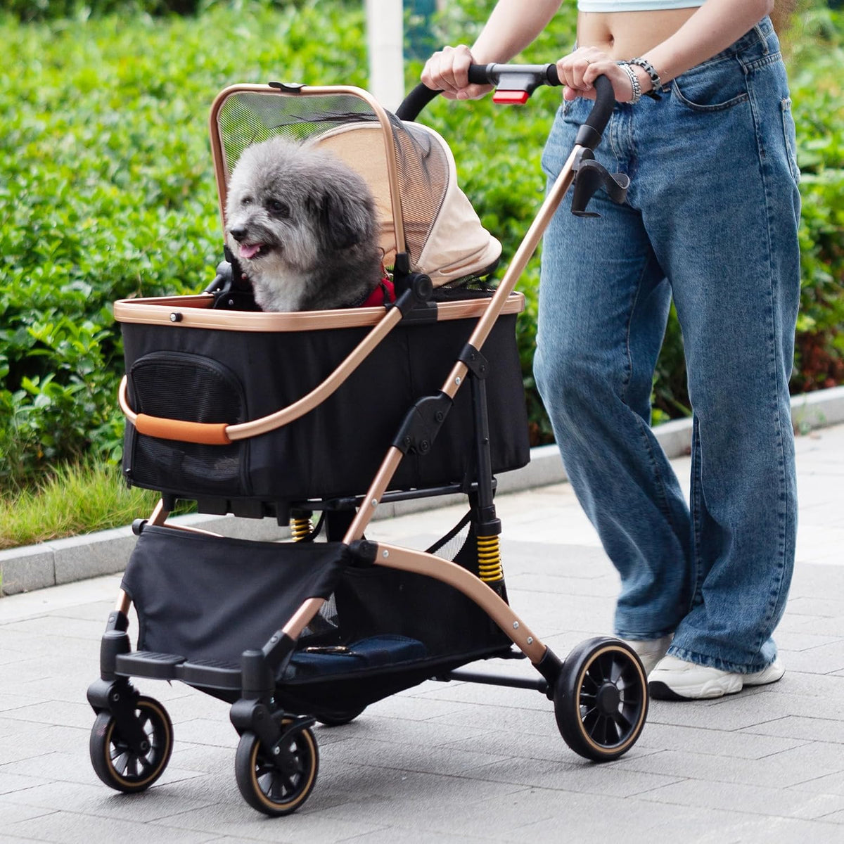 coziwow cat dog stroller, one hand fold puppy on a desk or shelf