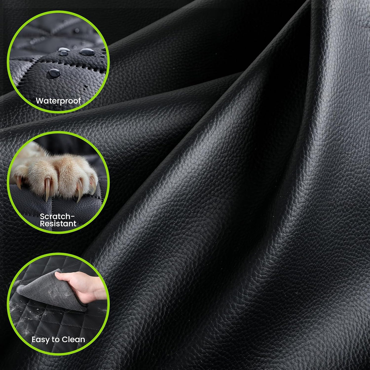 2-in-1 dog car seat cover for back seat, close-up detail
