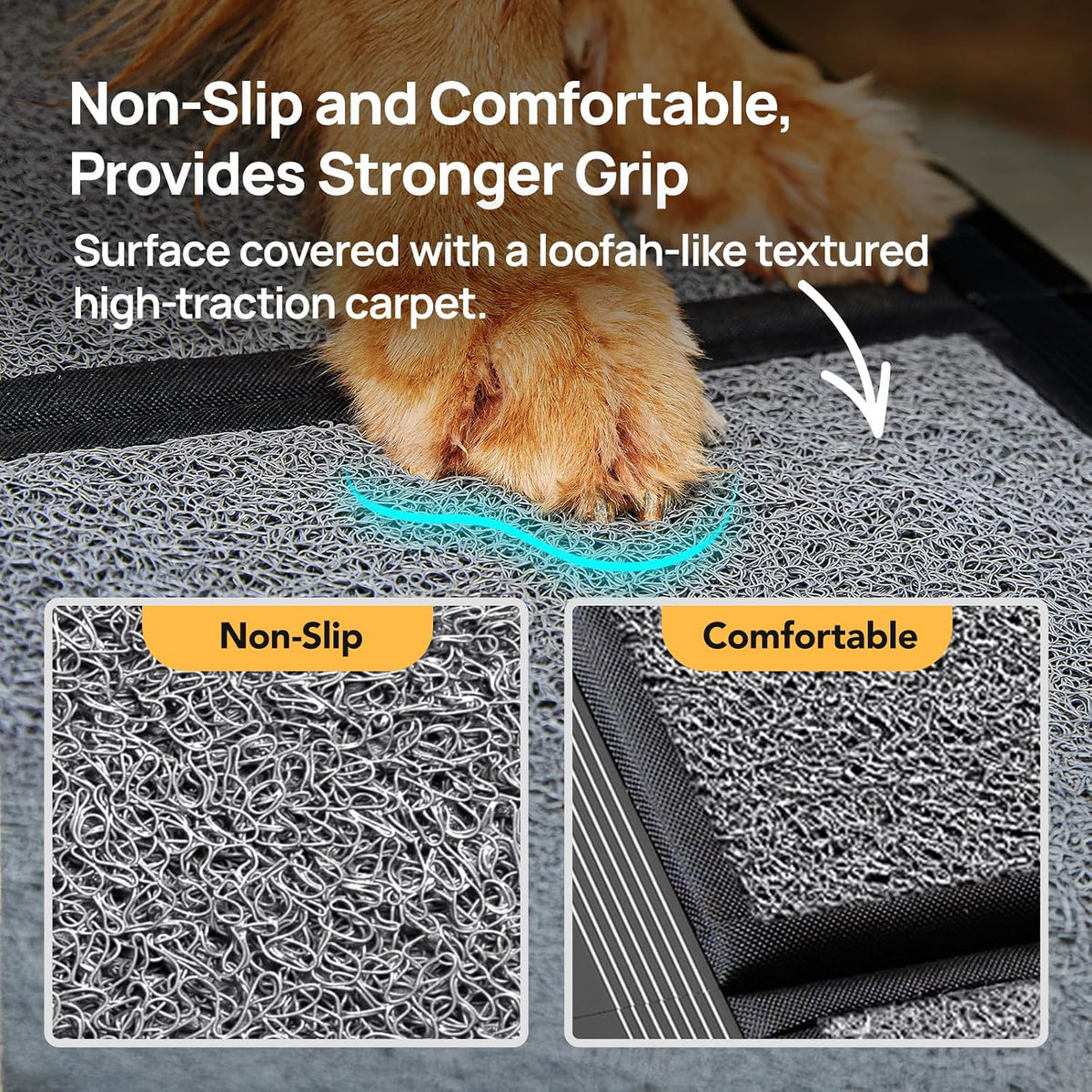 petthem dog ramp for cars, 71" l ×, close-up detail