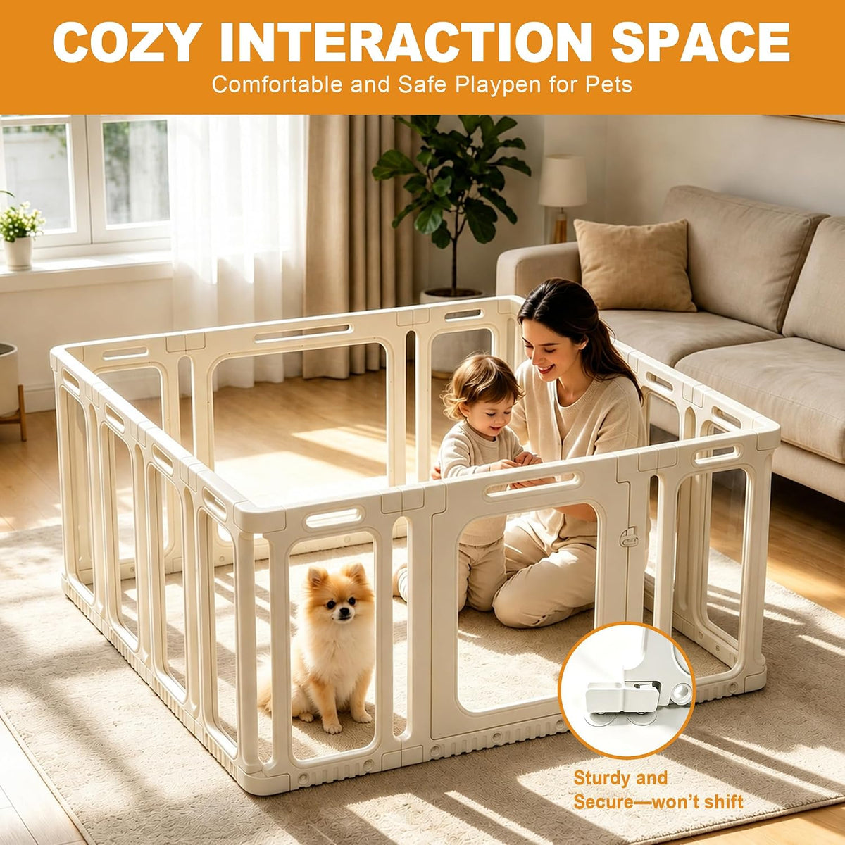 clear acrylic dog playpen indoor puppy pen, 24" showing dimensions