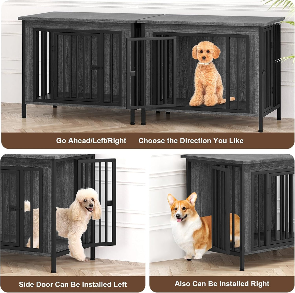 easycom 31.5" dog crate furniture for 1 or shown in use