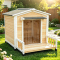 large dog house outdoor elevated wooden dog kennel, main product view