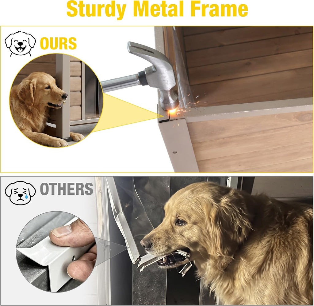 outside chew-resistant heated dog house with metal frame, package contents