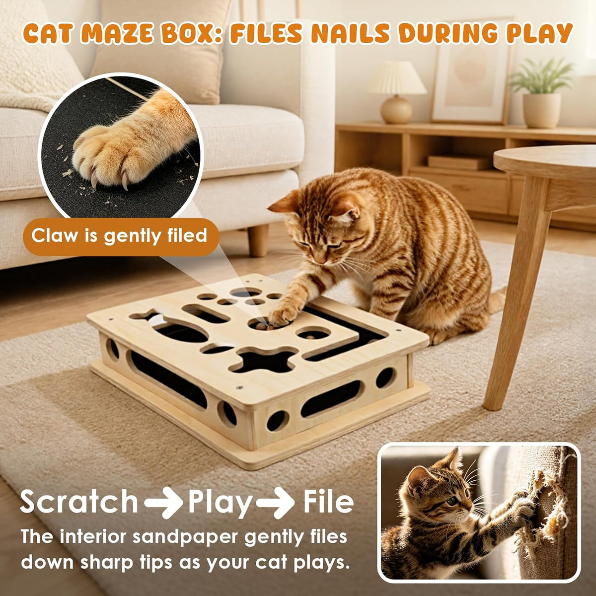 xiapia xl cat nail file box, 15.4 x, close-up detail