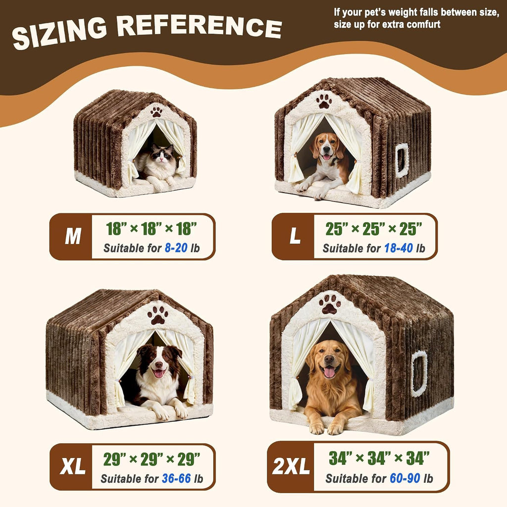 luxury dog house indoor, warm double-layer dog cave on a desk or shelf