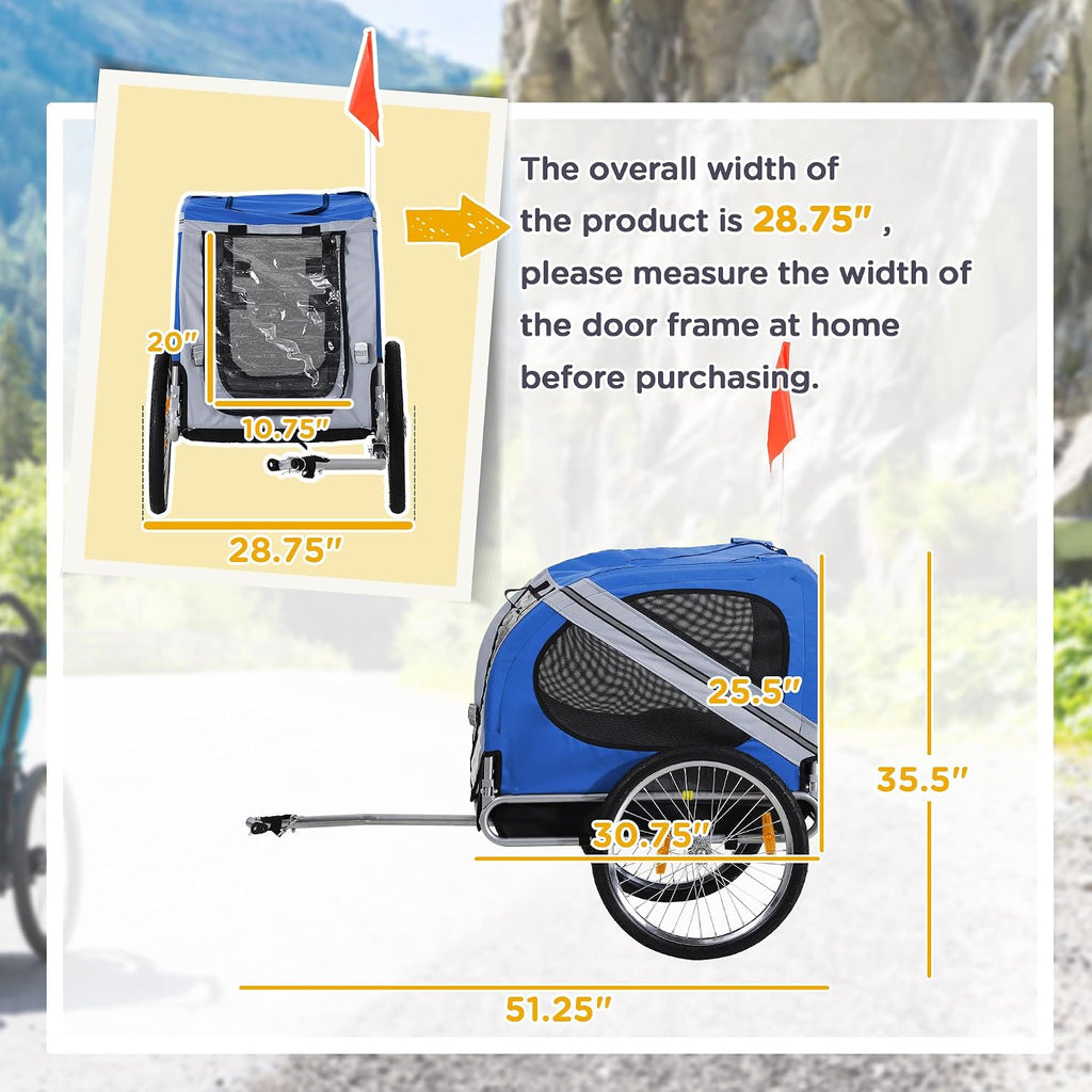 aosom dog bike trailer easy folding cart frame, close-up detail