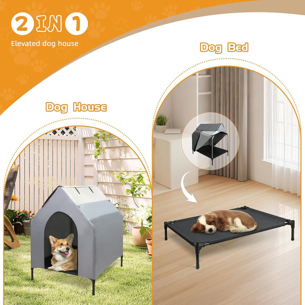 dog house outdoor, 2-in-1 dog house for small/medium, package contents