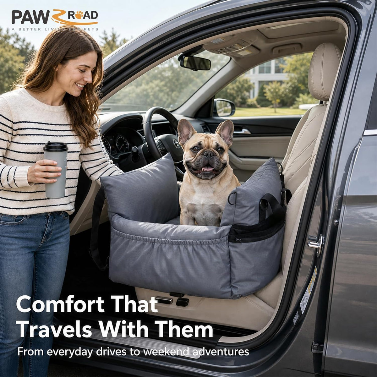 pawz road dog car seat, pet car bed, close-up detail