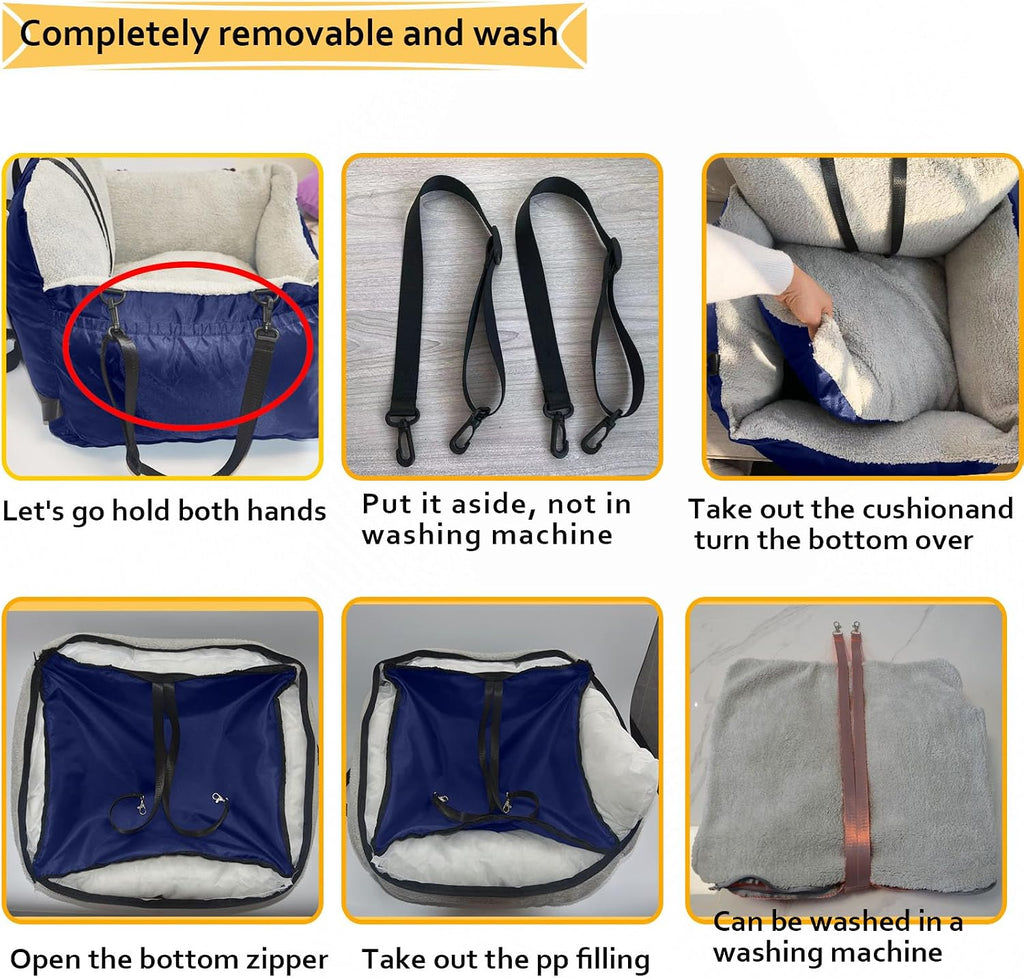 dogs car seat for small dog,fully detachable and showing dimensions