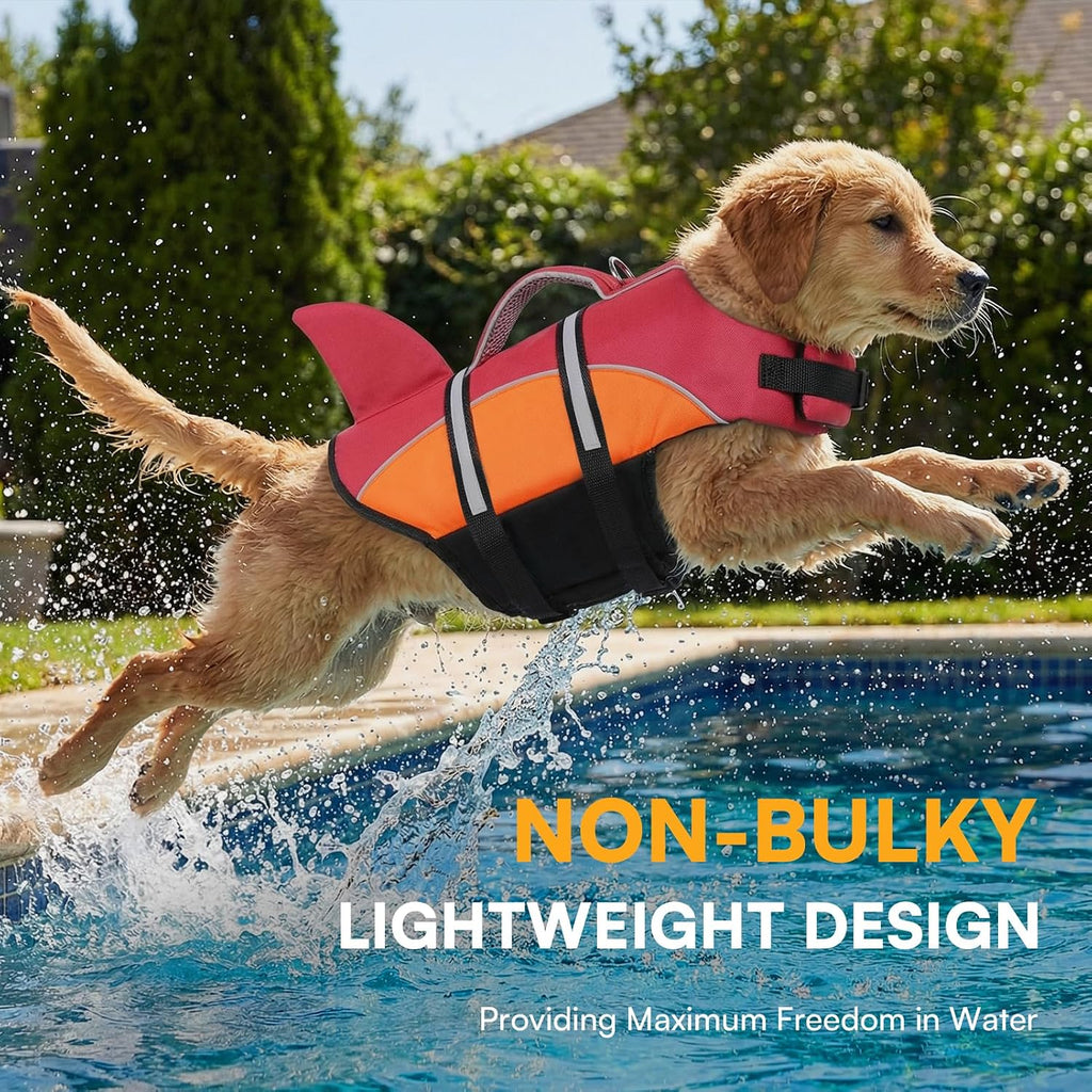 queenmore shark dog life vest - small dog shown in use