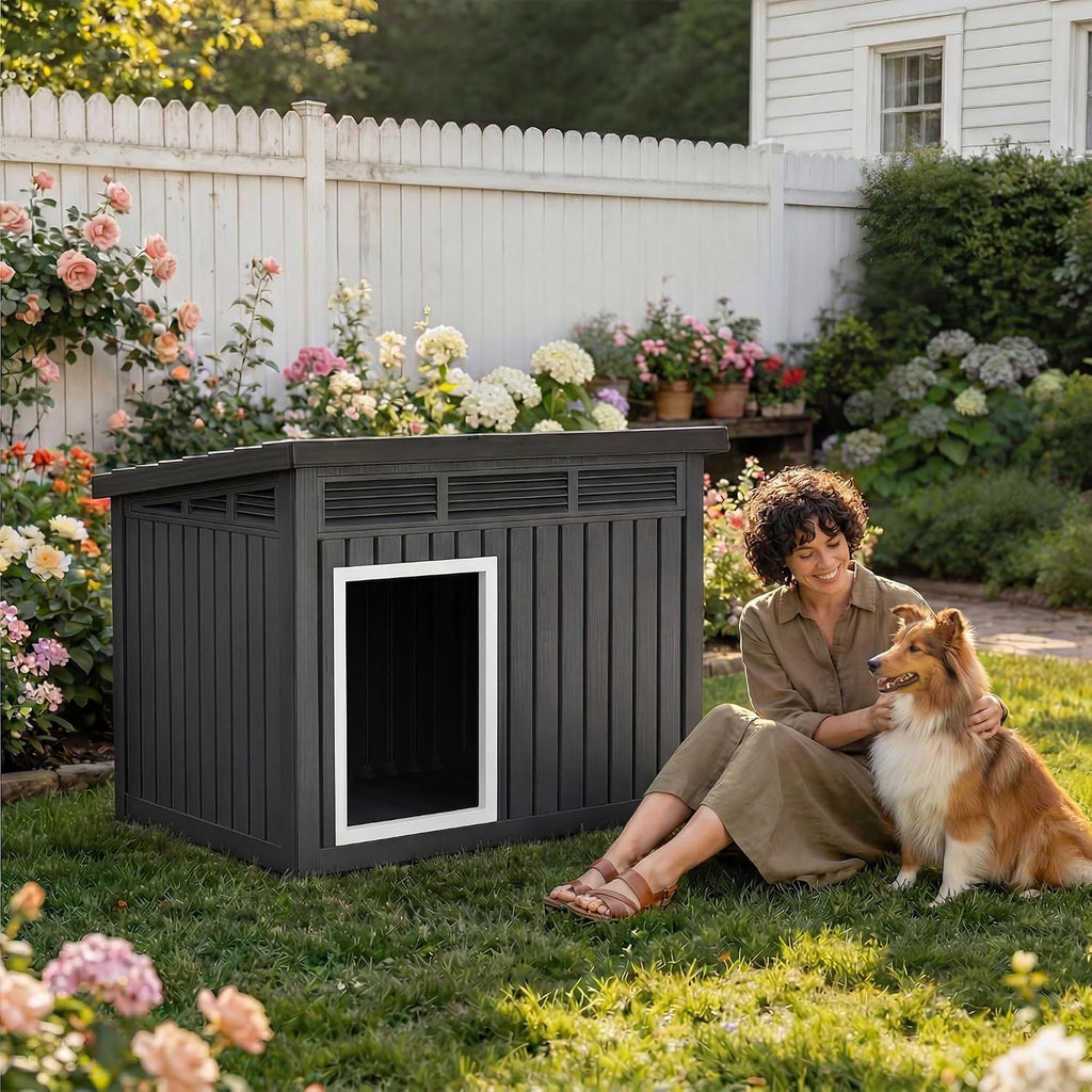drato large dog house, weatherproof resin large dog on a desk or shelf