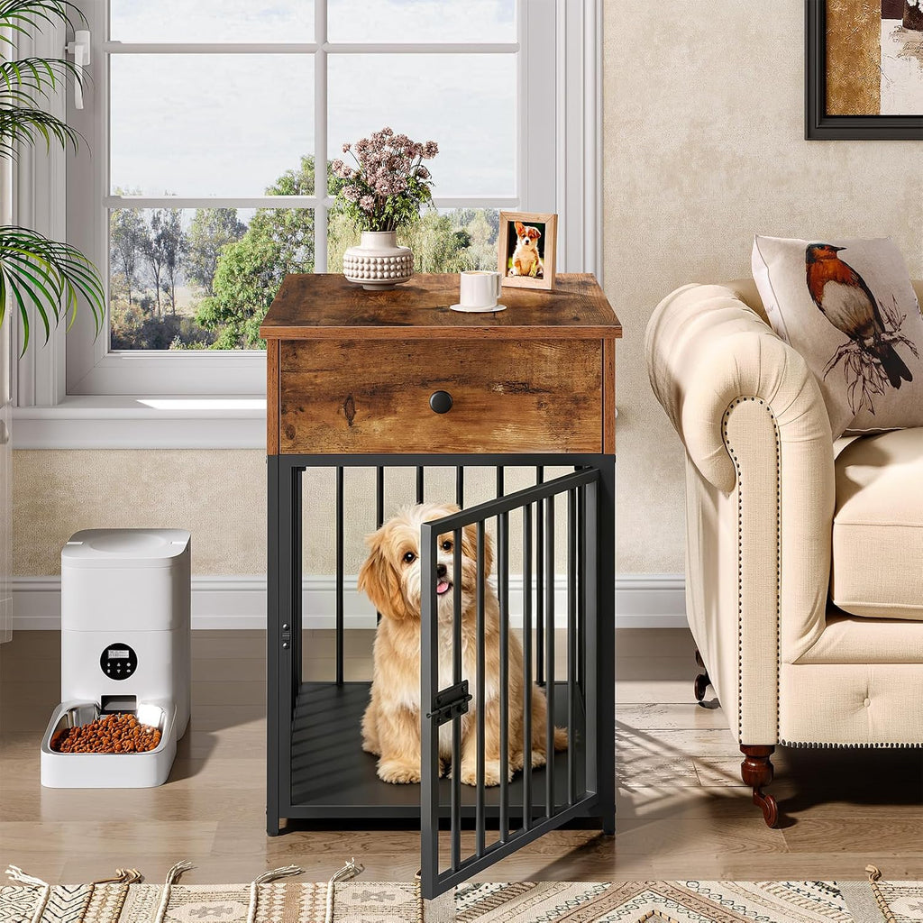 hoobro dog crate furniture, wooden dog house, decorative, close-up detail