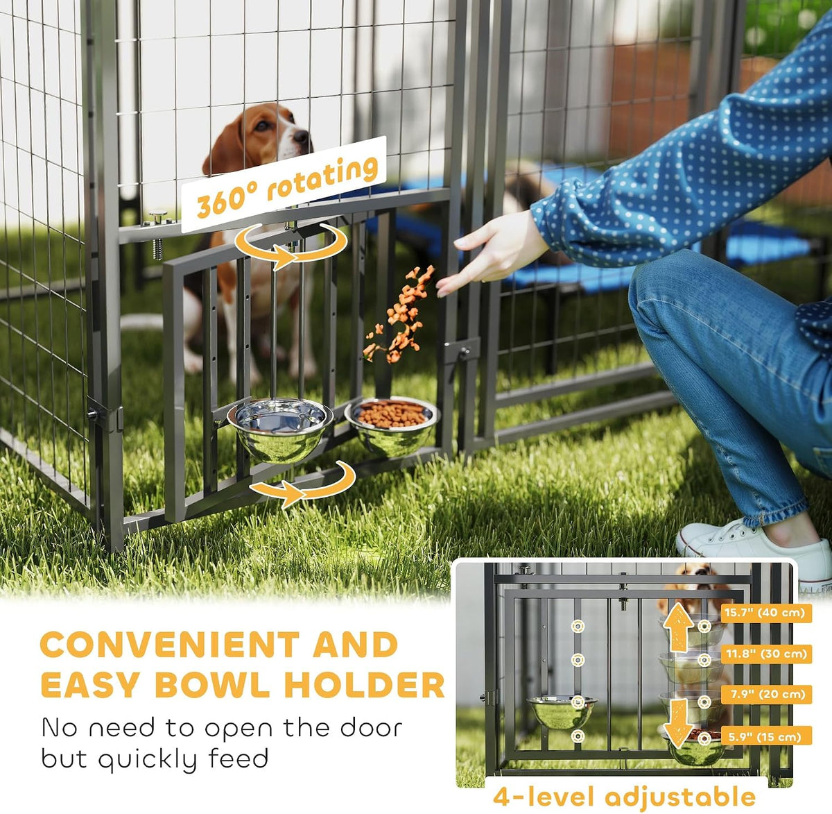 pawhut outdoor dog kennel with roof for s&m&l showing dimensions