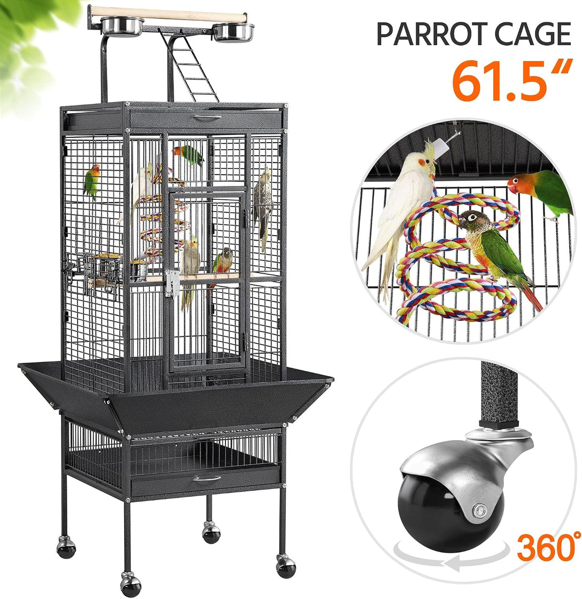 topeakmart 61.5-inch wrought iron selection play top large shown in use