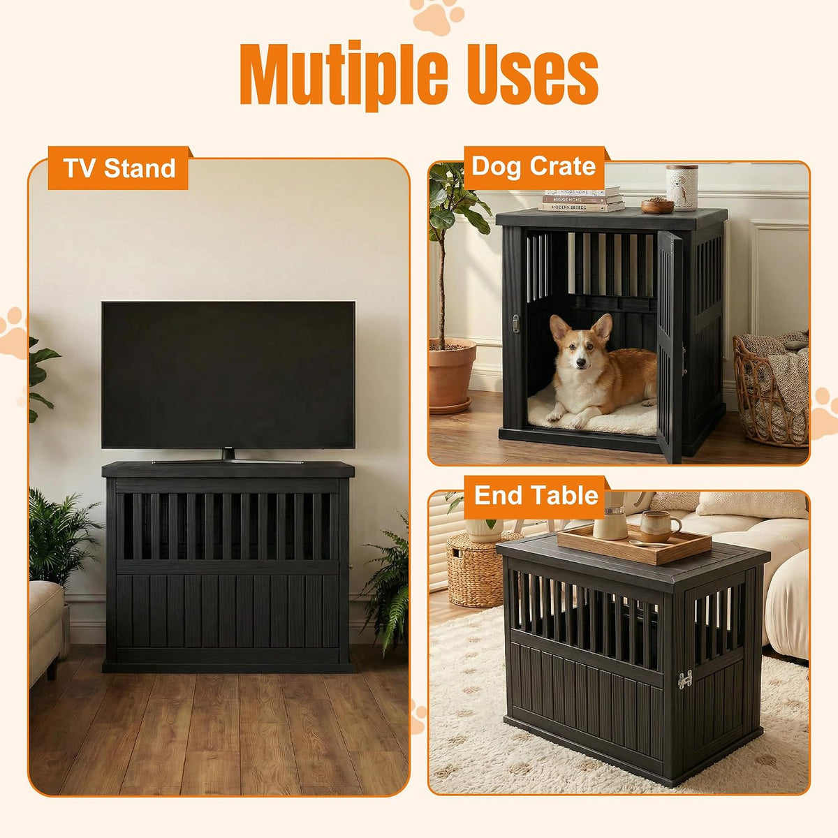 efu 32 inch small dog crate furniture, indoor, close-up detail
