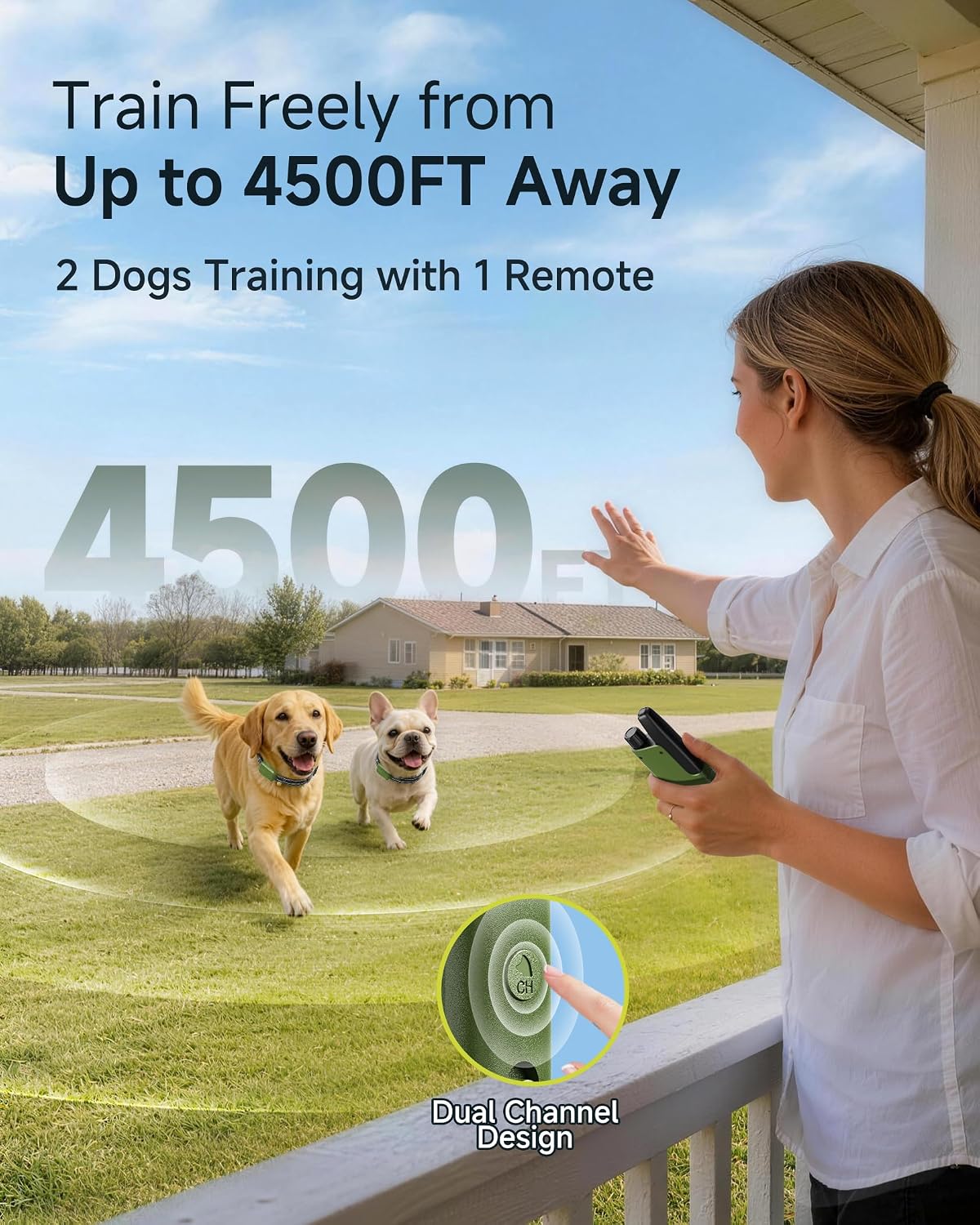 dog shock collar - 4500ft dog training collar, close-up detail