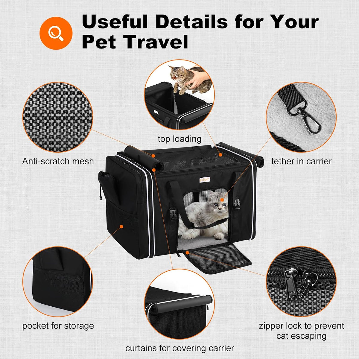 pidipiti 24x17x17 x-large pet carrier for 1 large showing dimensions