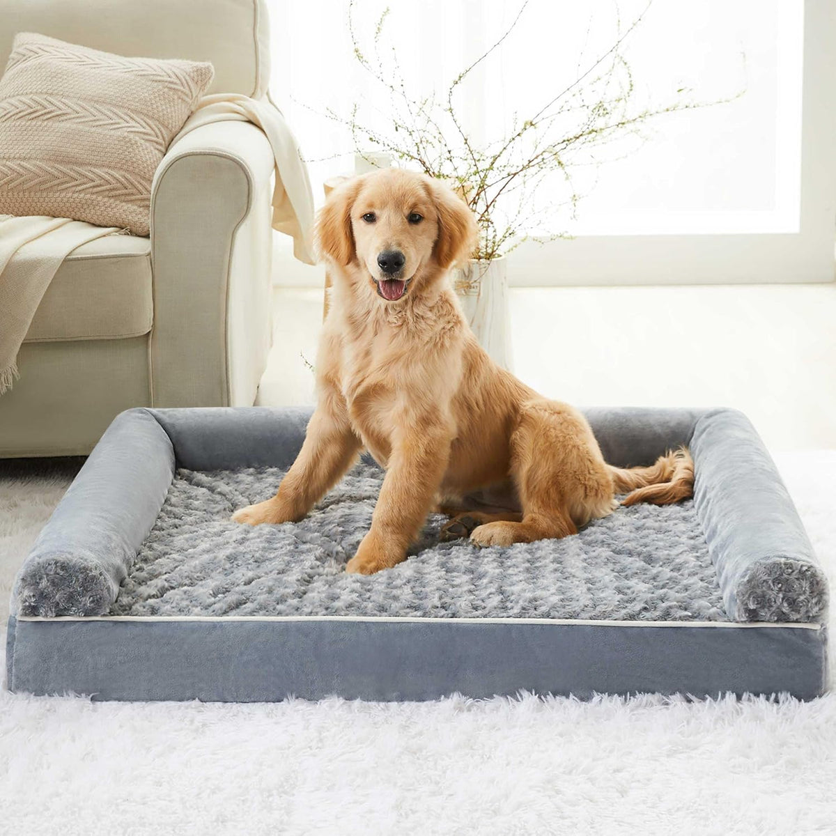 bfpethome orthopedic washable large dog bed for senior, front angle view