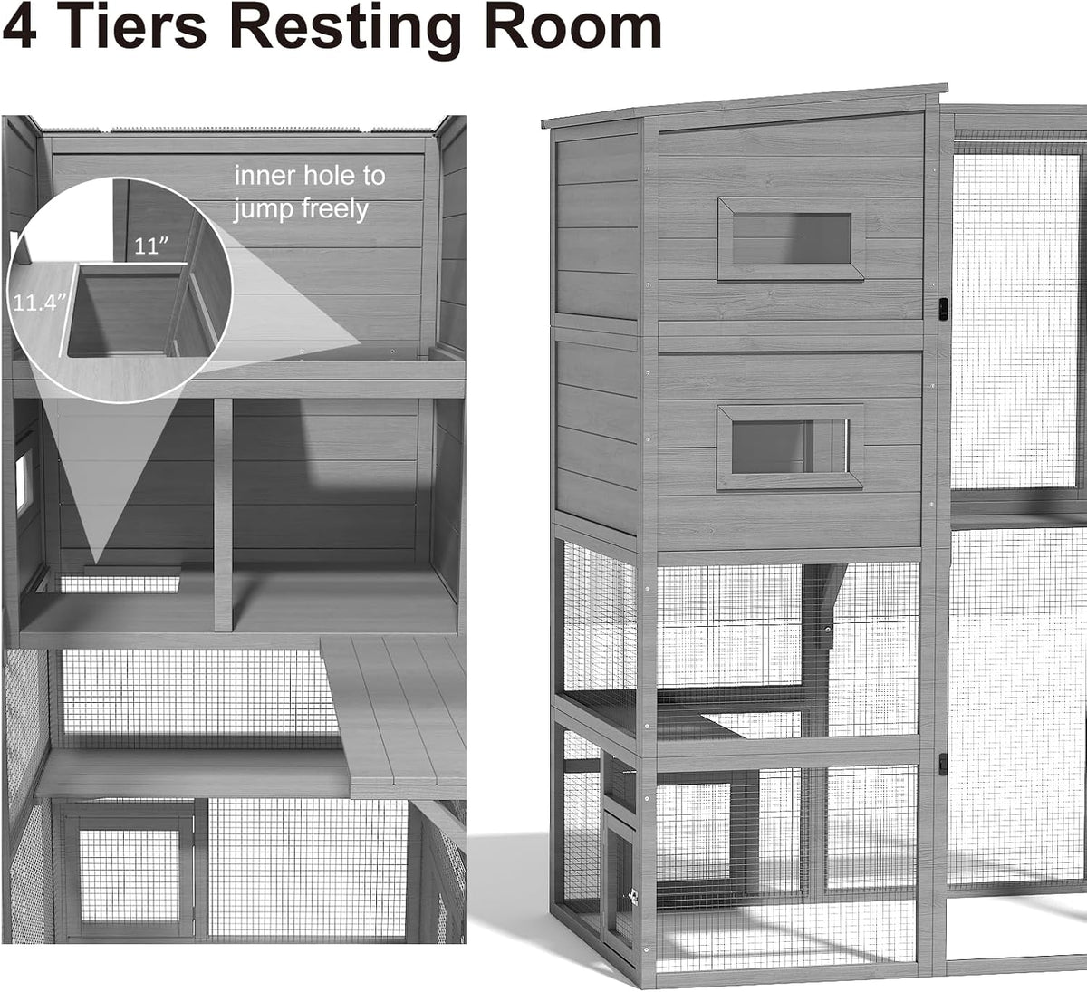 timhaka catio outdoor cat enclosure, 70 inch large, side view
