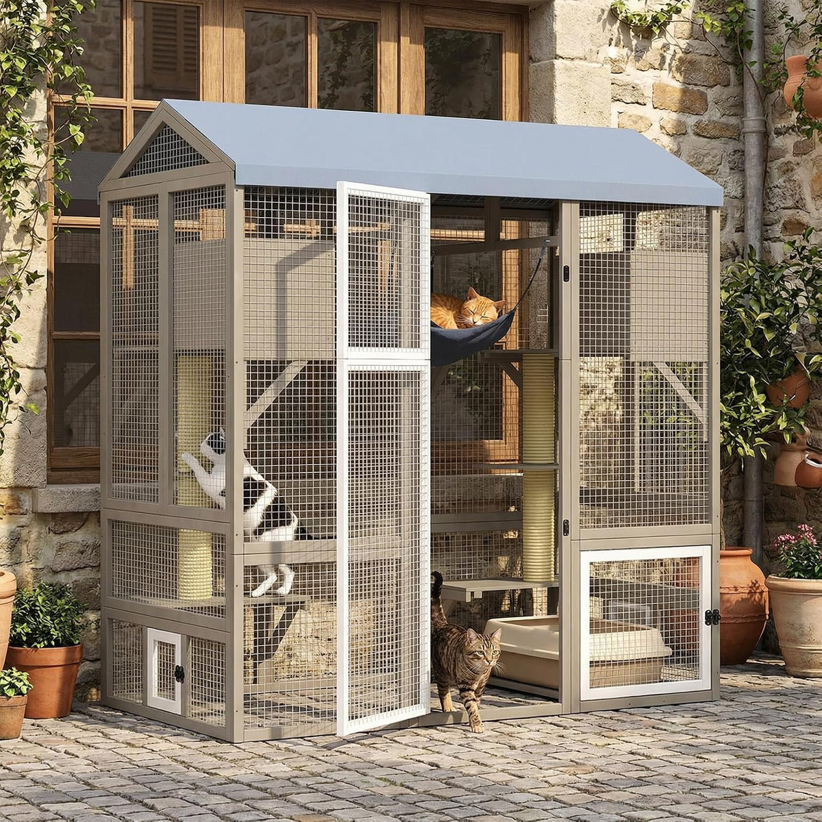 large walk-in catio outdoor cat enclosure with window, main product view
