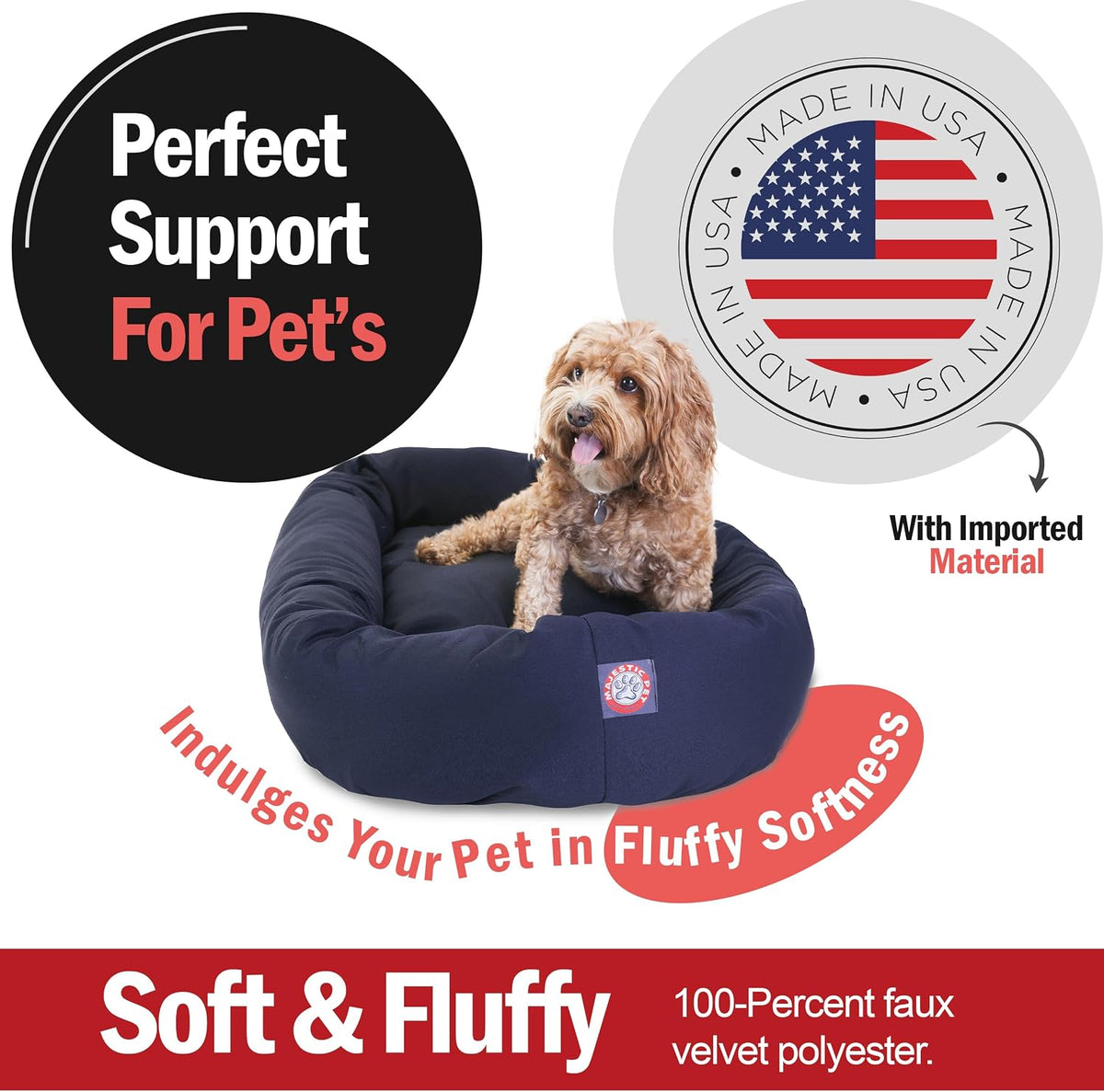 majestic pet bagel calming dog bed, 32 inch shown in use