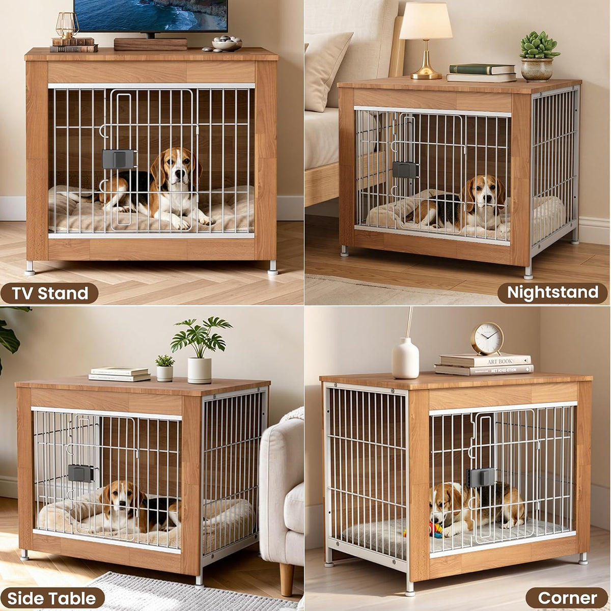 wooden dog crate furniture 27" for small to on a desk or shelf