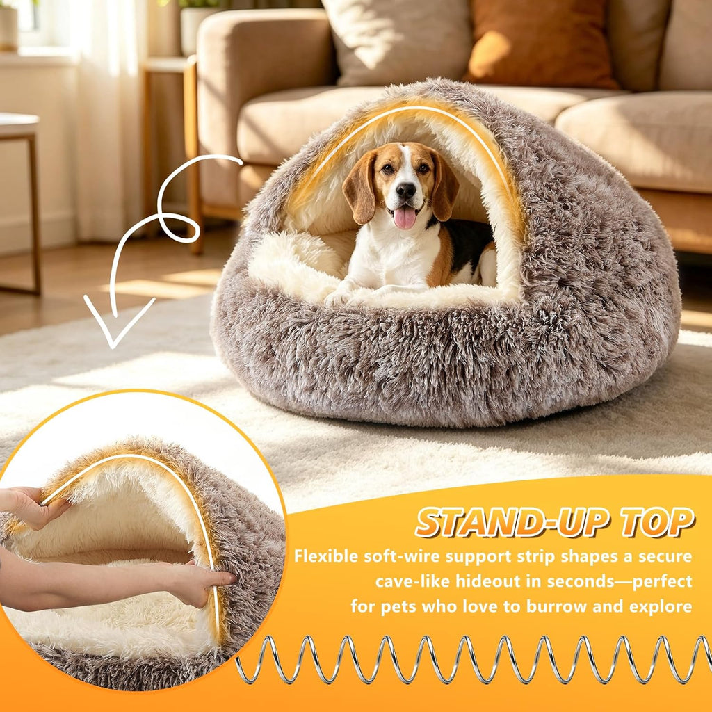 noyal hooded donut bed, calming cave for cats, package contents