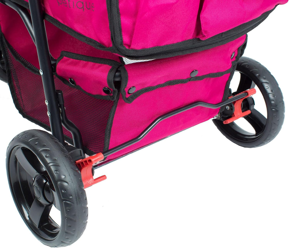 petique durable pet stroller, easy fold, quality mesh, view 14